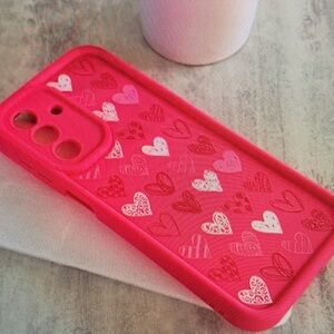 SHEIN Vibrant Pink Heart Design Phone Case